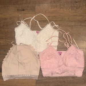 Miami Lace Bandeau Trio - White, Pink, Tan